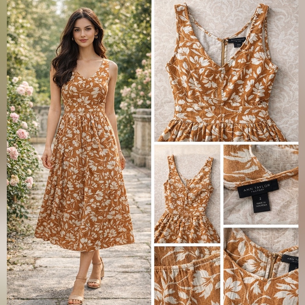 Ann Taylor Factory Vintage Floral MIDI Dress - Picture 2 of 9